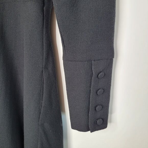 Vintage LAURA ASHLEY Black Wool Princess Dress Size 8 Puff Sleeve Cottagegoth - Picture 9 of 13